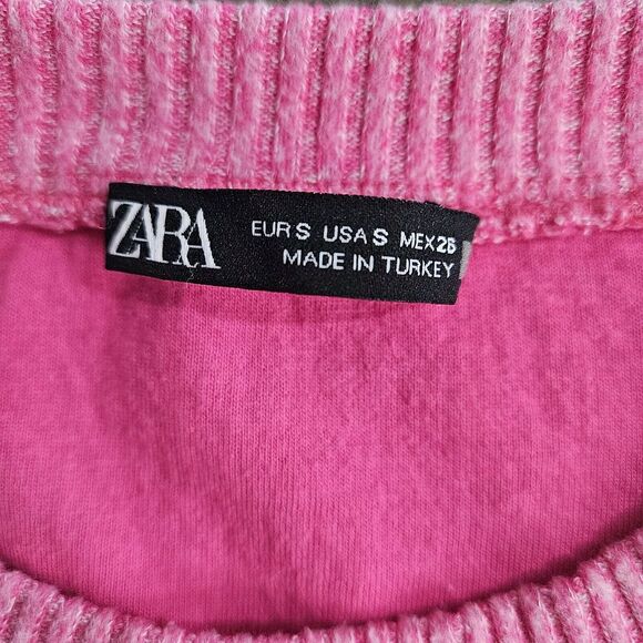 Zara Sweater Womens Small Cropped Pink Long Sleeve Soft Cozy Casual Balletcore - Picture 9 of 14